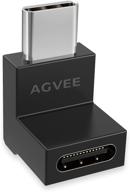 🔌 agvee [4 штуки] 90-градусный usb-c разъем мужской на женский usb-c адаптер (тип-c 3.2 gen 2) - конвертер высокоскоростного видео и данных 10 гб/с, черный логотип