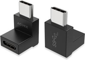 img 3 attached to 🔌 AGVEE [4 штуки] 90-градусный USB-C разъем мужской на женский USB-C адаптер (Тип-C 3.2 Gen 2) - Конвертер высокоскоростного видео и данных 10 ГБ/с, черный