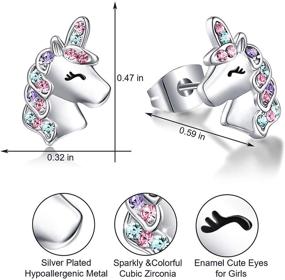 img 2 attached to 🦄 Enchanting Unicorn Jewelry Set: Silver Hypoallergenic Unicorn Earrings and Necklace for Girls - Perfect Unicorn Gifts for Daughters and Women on Birthdays