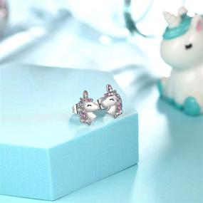 img 1 attached to 🦄 Enchanting Unicorn Jewelry Set: Silver Hypoallergenic Unicorn Earrings and Necklace for Girls - Perfect Unicorn Gifts for Daughters and Women on Birthdays