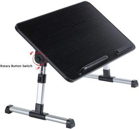 img 1 attached to 🛏️ Height Adjustable Laptop Bed Tray Table - Convenient Computer Stand for Bedroom, Living Room - Portable Remote & Home Working Accessories - Suitable for 13.3-17-Inch Tablets & Notebooks - Black, 20.8x11.8x12.5