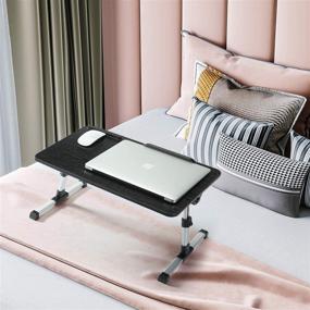 img 3 attached to 🛏️ Height Adjustable Laptop Bed Tray Table - Convenient Computer Stand for Bedroom, Living Room - Portable Remote & Home Working Accessories - Suitable for 13.3-17-Inch Tablets & Notebooks - Black, 20.8x11.8x12.5