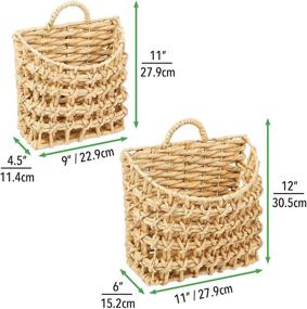 img 1 attached to mDesign Natural Woven Hyacinth Closet Storage Wall Mount Organizer Basket Bin - Maximize Space and Organization in Closets, Bedrooms, Bathrooms, and More - 2 Pack - Natural/Tan