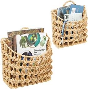 img 4 attached to mDesign Natural Woven Hyacinth Closet Storage Wall Mount Organizer Basket Bin - Maximize Space and Organization in Closets, Bedrooms, Bathrooms, and More - 2 Pack - Natural/Tan