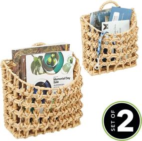 img 3 attached to mDesign Natural Woven Hyacinth Closet Storage Wall Mount Organizer Basket Bin - Maximize Space and Organization in Closets, Bedrooms, Bathrooms, and More - 2 Pack - Natural/Tan