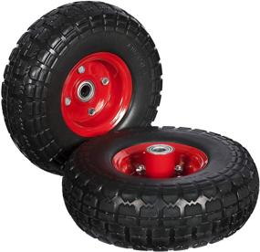 img 4 attached to 🔴 Enhance Mobility with EZ Travel Collection Heavy Duty Flat Free 10" Tire Wheels - Pack of Two (Red)