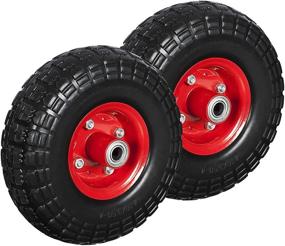 img 3 attached to 🔴 Enhance Mobility with EZ Travel Collection Heavy Duty Flat Free 10" Tire Wheels - Pack of Two (Red)