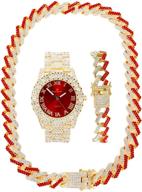 🥶 ice on blast! bling'ed out hip hop rolly look with ice on watch & jewelry - choose matching zig zag bling'ed out necklace set or necklace & bracelet set - zz sets for ultimate style logo