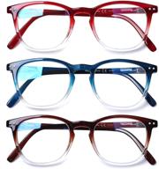 👓 3-pack henotin blue light blocking reading glasses with spring hinges - computer readers for men and women with anti-uv ray filter eyeglasses logo