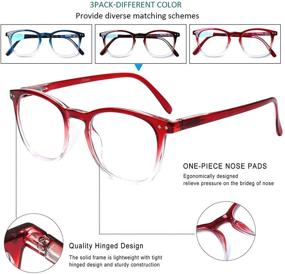 img 2 attached to 👓 3-Pack Henotin Blue Light Blocking Reading Glasses with Spring Hinges - Computer Readers for Men and Women with Anti-UV Ray Filter Eyeglasses