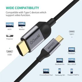 img 3 attached to 🔌 QGeeM 6ft USB C to HDMI Cable Adapter 4K, Thunderbolt 3 Compatible with MacBook Pro 2017-2020, iPad Pro, Samsung S9 S10, Surface Book 2, Dell XPS 13/15, Pixelbook, and More