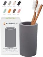 🏠 housesister dark grey diatomite toothbrush holder & bathroom organizer stand – organic organizer cup for toothpaste, makeup brushes, razors logo