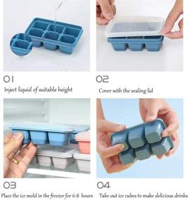 img 2 attached to 🧊 3 Pack of KIYOKI Mini Ice Cube Trays - Easy-Release Silicone Bottom, Stackable Small Ice Cube Molds with Lid for Freezer and Cocktail