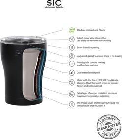 img 1 attached to 🥤 SIC 12 oz. Double Wall Vacuum Insulated Stainless Steel Travel Tumbler Mug - Splash Proof Lid, Powder Coated for Coffee, Tea, Wine, Cocktails - BPA Free