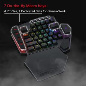 img 1 attached to 🔴 Redragon K585 DITI Wireless One-Handed Mechanical Keyboard - 42 Keys, 2.4Ghz RGB 40% Gaming Keypad with 7 Macro Keys, Detachable Wrist Support, 3000 mAh Battery (Brown Switch)