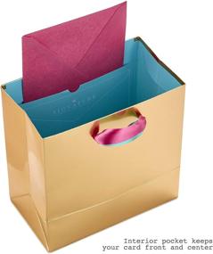 img 2 attached to 🎉 Hallmark Signature 7-Inch Medium Gift Bag with Tissue Paper (Hooray; Gold with Pink, Teal, Purple Confetti) for Bridal Showers, Graduations, Retirements, and More