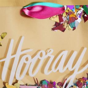 img 1 attached to 🎉 Hallmark Signature 7-Inch Medium Gift Bag with Tissue Paper (Hooray; Gold with Pink, Teal, Purple Confetti) for Bridal Showers, Graduations, Retirements, and More