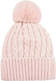 img 3 attached to 👒 Refeel Women's Winter Thick Knit Pom Pom Beanie Hats with Faux Fuzzy Fleece Lining - Trendy Caps for Women