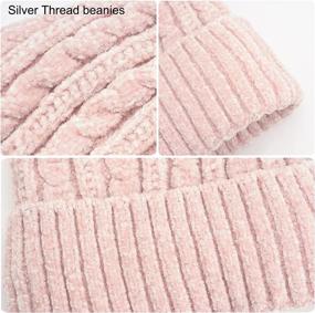 img 1 attached to 👒 Refeel Women's Winter Thick Knit Pom Pom Beanie Hats with Faux Fuzzy Fleece Lining - Trendy Caps for Women