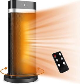 img 4 attached to Efficient 17-Inch Space Heater: Portable 1500W Electric Ceramic Tower for Home & Office with Remote, ECO Mode, Safety Features and 12H Timer