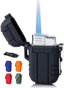 img 4 attached to Waterproof Windproof Torch Lighter – Ideal Men's Gift for Candle Camping & Family Use (Black)