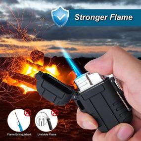 img 3 attached to Waterproof Windproof Torch Lighter – Ideal Men's Gift for Candle Camping & Family Use (Black)