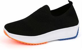 img 4 attached to Samilor Women's Breathable Mesh Platform Loafers - Slip On Walking Shoes, Fashion Sneakers