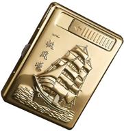 🚢 moonwbak cigarette case lighter, metal full pack 20 regular cigarettes box holder usb rechargeable cigar lighter flameless windproof with usb cable - ideal birthday gift for smoking enthusiasts (boat designed) logo