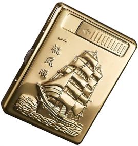 img 4 attached to 🚢 Moonwbak Cigarette Case Lighter, Metal Full Pack 20 Regular Cigarettes Box Holder USB Rechargeable Cigar Lighter Flameless Windproof with USB Cable - Ideal Birthday Gift for Smoking Enthusiasts (Boat Designed)