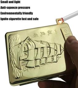 img 3 attached to 🚢 Moonwbak Cigarette Case Lighter, Metal Full Pack 20 Regular Cigarettes Box Holder USB Rechargeable Cigar Lighter Flameless Windproof with USB Cable - Ideal Birthday Gift for Smoking Enthusiasts (Boat Designed)