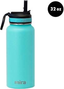 img 3 attached to 🌊 MIRA 32 oz Stainless Steel Water Bottle with Straw Lid - Hydro Vacuum Insulated Metal Thermos Flask - Keeps Cold for 24 Hours, Hot for 12 Hours - BPA-Free Straw Cap - Teal