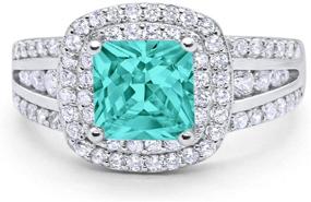 img 4 attached to 💍 Blue Apple Co. Halo Art Deco Wedding Engagement Ring: Princess Cut CZ, 925 Sterling Silver