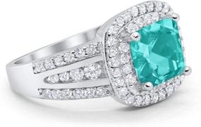 img 3 attached to 💍 Blue Apple Co. Halo Art Deco Wedding Engagement Ring: Princess Cut CZ, 925 Sterling Silver