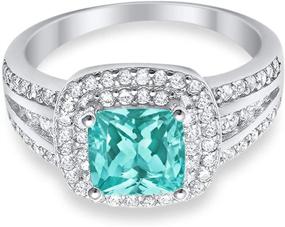 img 1 attached to 💍 Blue Apple Co. Halo Art Deco Wedding Engagement Ring: Princess Cut CZ, 925 Sterling Silver