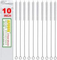 🧹 efficient 10 pack long straw cleaner brushes - ideal for tumbler straws, pipes, and tubes - nylon bristles & stainless steel handle - 10in length x 2/5in diameter logo