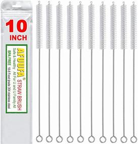 img 4 attached to 🧹 Efficient 10 Pack Long Straw Cleaner Brushes - Ideal for Tumbler Straws, Pipes, and Tubes - Nylon Bristles & Stainless Steel Handle - 10in Length x 2/5in Diameter