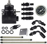 enhanced performance: universal adjustable efi aluminum fuel pressure regulator kit with gauge & fuel line fittings (black) logo