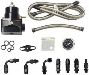 img 1 attached to Enhanced Performance: Universal Adjustable EFI Aluminum Fuel Pressure Regulator Kit with Gauge & Fuel Line Fittings (Black)