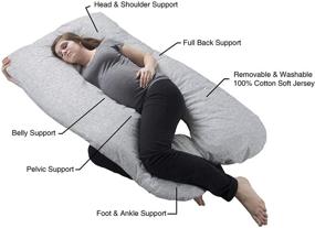 img 3 attached to 🤰 Lavish Home Gray Pregnancy Full Maternity Pillow: Ultimate Support & Comfort with Removable Cover and Contoured U-Shape Design - Back/Body Support Collection