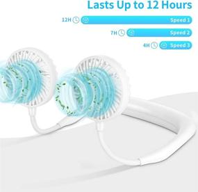 img 2 attached to 🌬️ Upgraded LUWATT Neck Fan with Color Changing LED - Hands-Free Portable USB Personal Mini Neckband Fan, 4000mAh Battery Operated Rechargeable Fan for Home, Outdoor, Camping, Sports - White