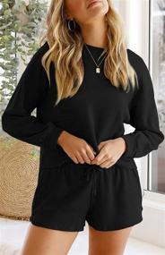 img 2 attached to 🌙 ZESICA Women's Waffle Knit Pajama Set with Pockets - Comfy Long Sleeve Top and Shorts Lounge Set