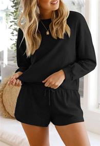img 1 attached to 🌙 ZESICA Women's Waffle Knit Pajama Set with Pockets - Comfy Long Sleeve Top and Shorts Lounge Set