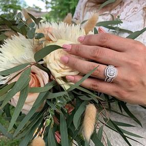 img 3 attached to 💍 💖 SHELOVES Двойное Обрамление из Стерлингового Серебра с Круглым Белым Кубическим Цирконием AAAA для Обручения и Свадебного Комплекта Колец для Женщин, Размеры 3,5-13