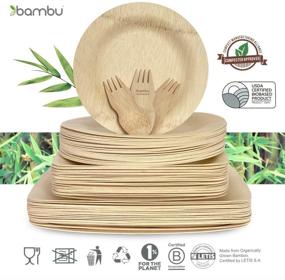 img 2 attached to 🍽️ Bambu Disposable Bamboo Plates - Eco-Friendly, Square 11 Inch, Pack of 8, Ideal for Parties, Weddings, Events, and Picnics