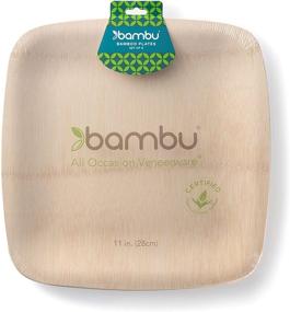 img 4 attached to 🍽️ Bambu Disposable Bamboo Plates - Eco-Friendly, Square 11 Inch, Pack of 8, Ideal for Parties, Weddings, Events, and Picnics