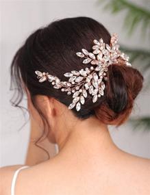 img 2 attached to 💎 Denifery Rose Gold Bridal Hair Comb: Sparkling Rhinestones Wedding Hair Comb with Pearls, Stunning Rose Gold Headpiece for Women and Girls (Gold)