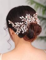 💎 denifery rose gold bridal hair comb: sparkling rhinestones wedding hair comb with pearls, stunning rose gold headpiece for women and girls (gold) logo