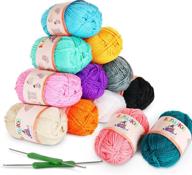 ilauke 12 acrylic yarn skeins: assorted colors bonbons for kids knitting, crochet & crafts - 100% acrylic soft yarn (50g x 12) logo