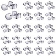 💎 набор из 20 стальных зажимов для прокола ушей - антиаллергенные, блестящие серьги для салона и домашнего использования (серебро) логотип