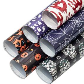 img 1 attached to 🎃 Halloween Heat Transfer Vinyl Bundle - 6 Piece Set 12'x 10', Pumpkin & Skull Print Patterns - Iron-On HTV Vinyl Sheets for Cricut, Silhouette, Cameo, and Other Cutters (Halloween Series)